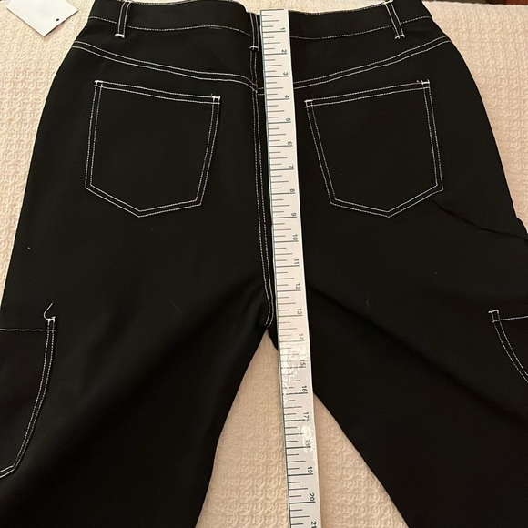 SOHN Boutique Black high waist, wide leg vintage Painters Pants -white stitching - Picture 8 of 12